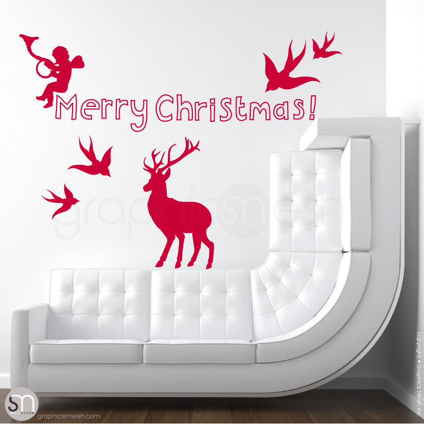 CHRISTMAS SET - Holiday Wall Decals red