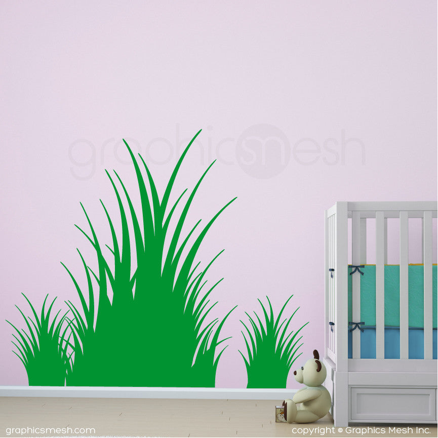 Clumps of grass wall decals in grass green