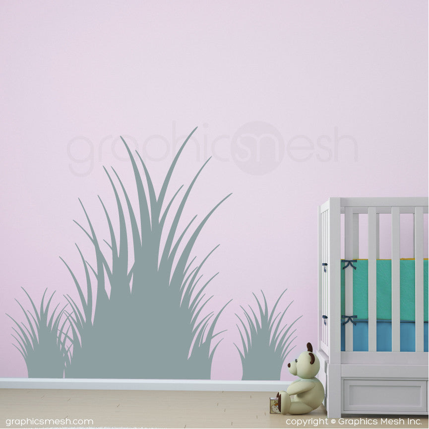 Clumps of grass wall decals in slate