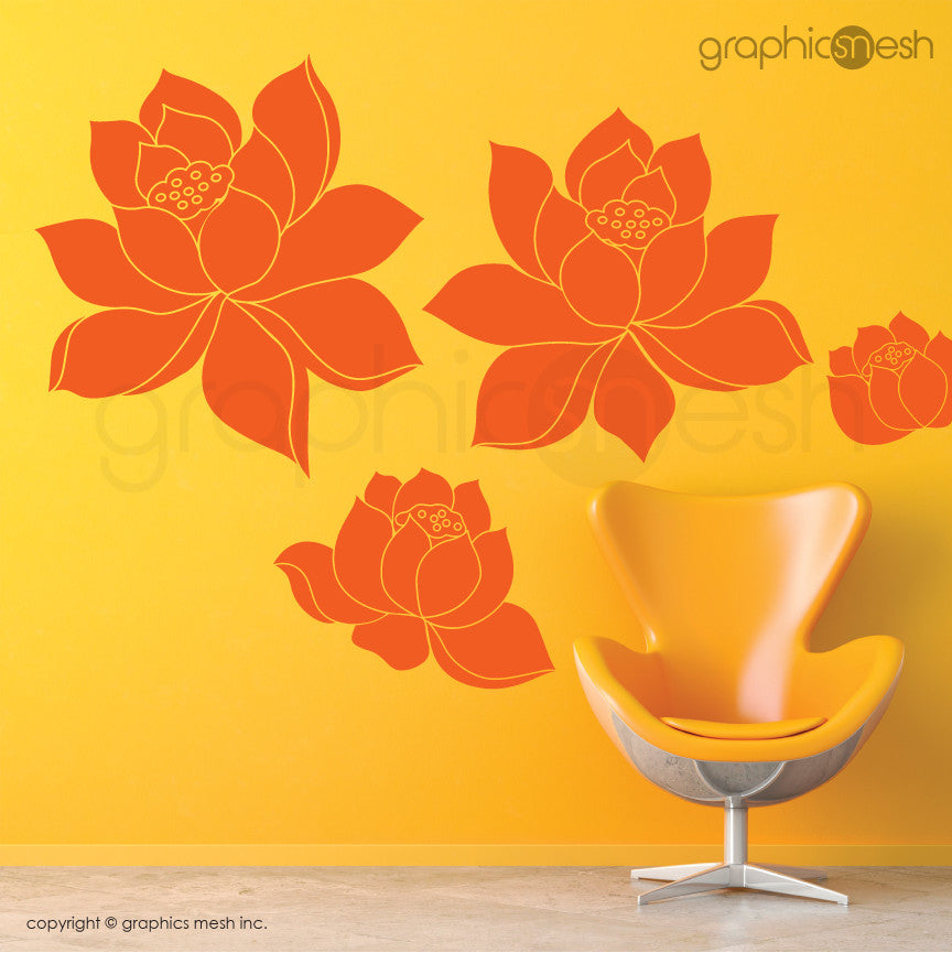 DAFFODIL FLOWERS SET - Wall Decals orange vinyl