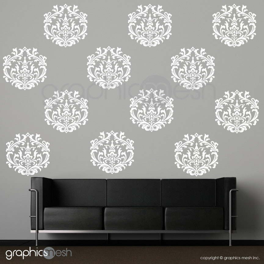 CLASSIC DAMASK MEDIUM SHAPES - Wall Decals - Sets of 6 or 12