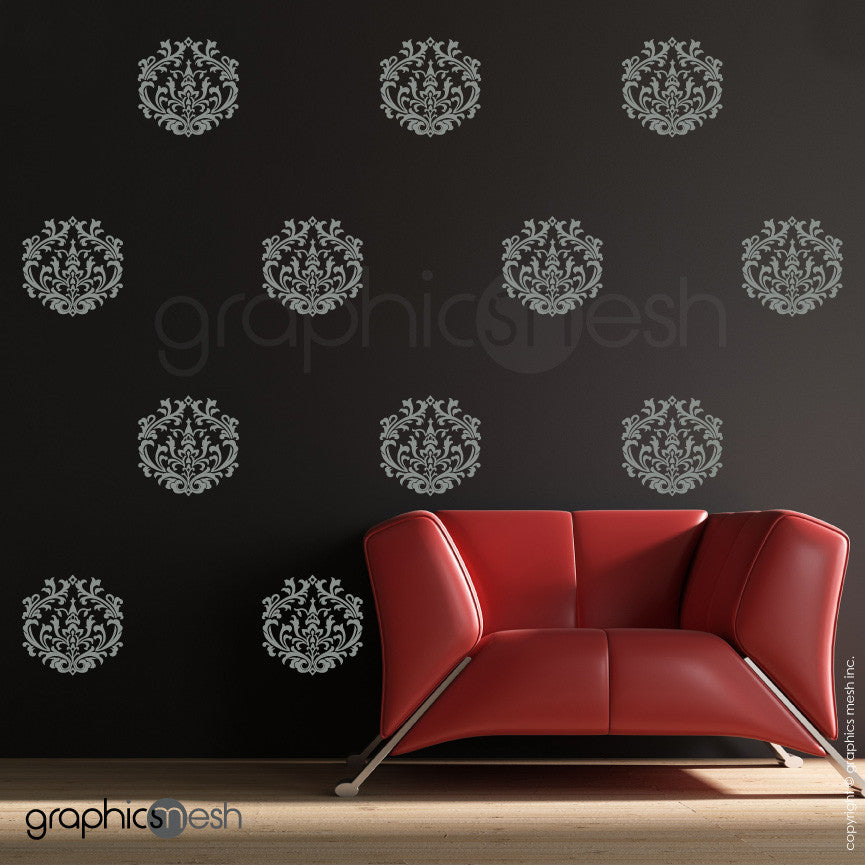 CLASSIC DAMASK SMALL SHAPES - Wall Decal Sets grey