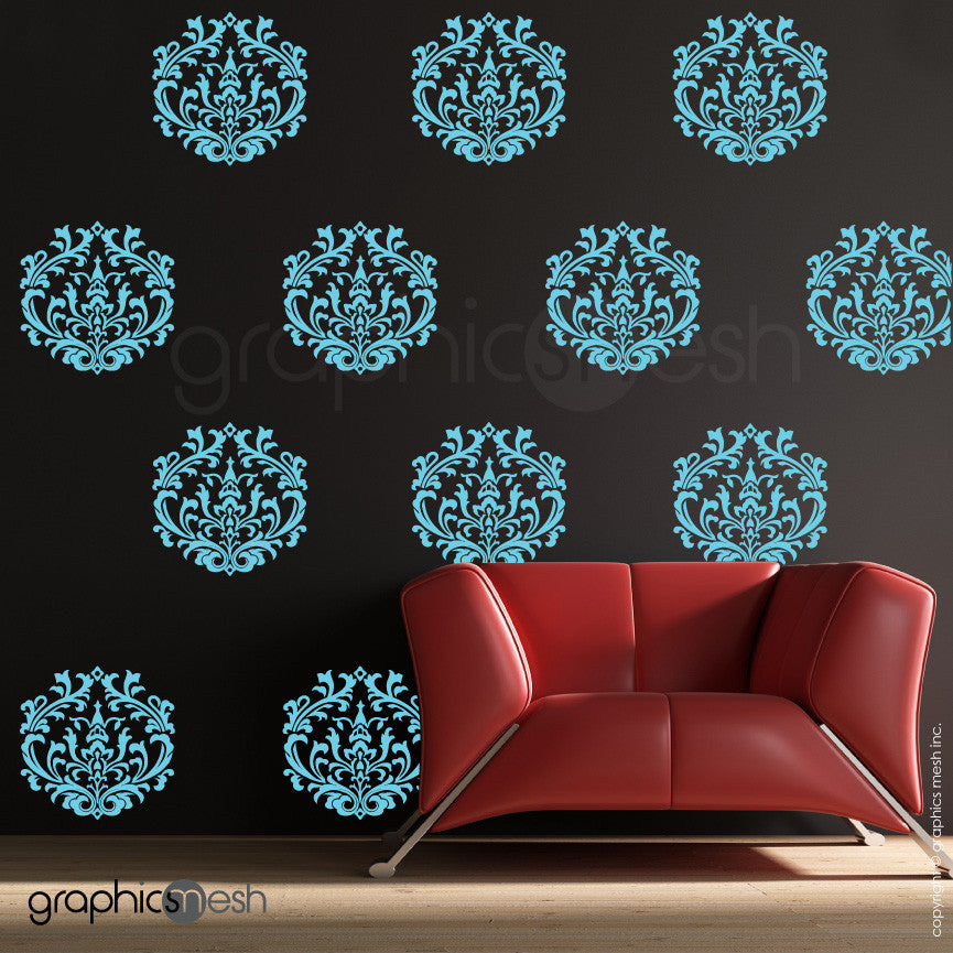 CLASSIC DAMASK SMALL SHAPES - Wall Decal Sets blue