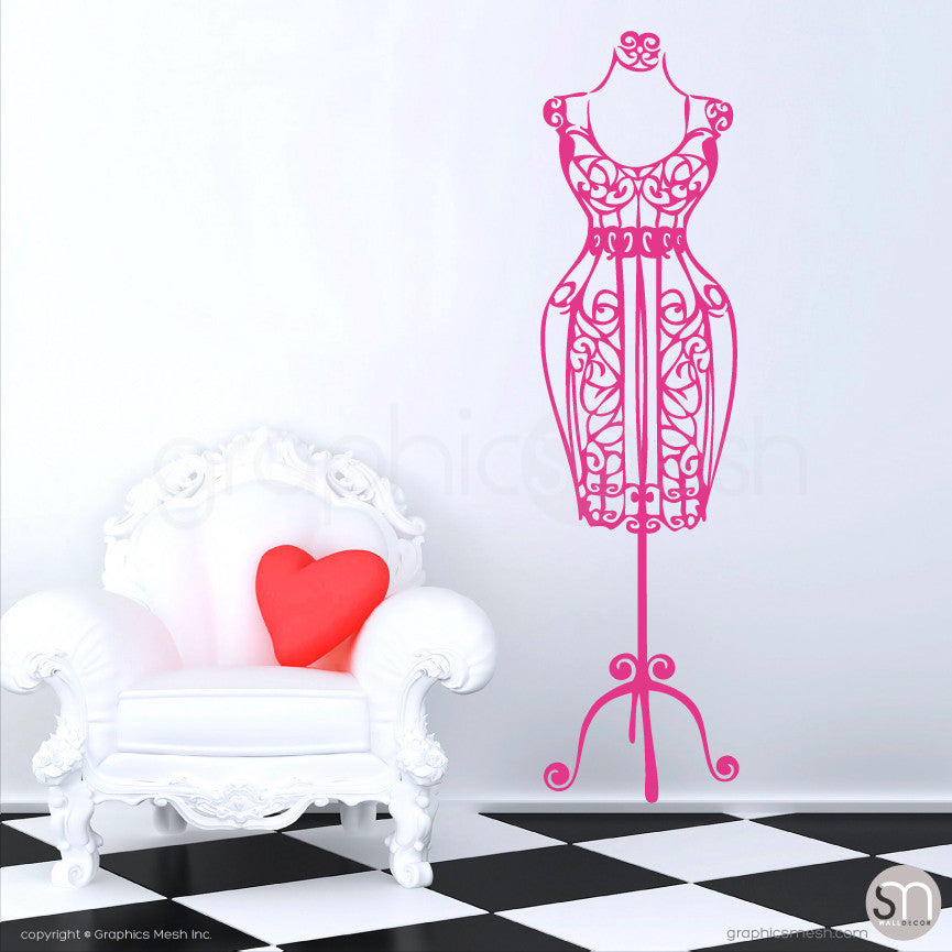 SILHOUETTE DRESS FORM decorative mannequin hot pink