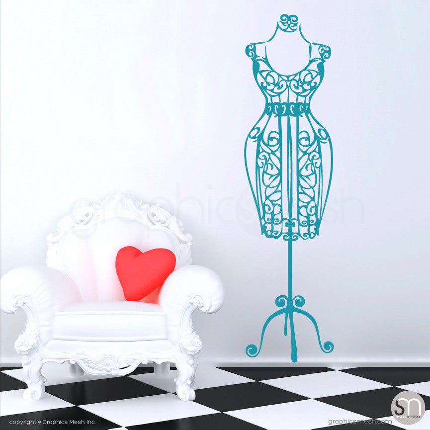 SILHOUETTE DRESS FORM decorative mannequin teal