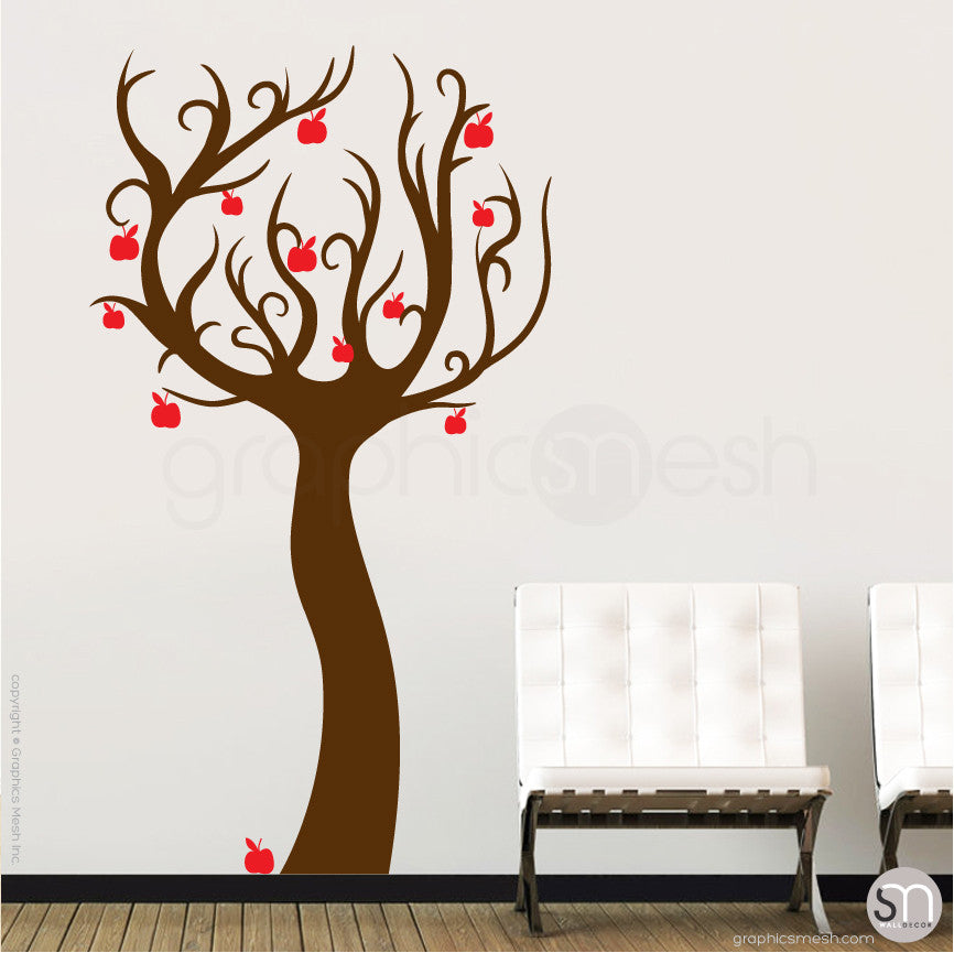 ENCHANTED APPLE TREE - Wall decals brown and red