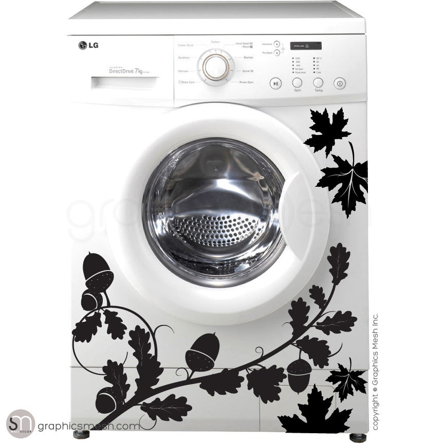 FALL LEAVES WASHER DECOR black decals