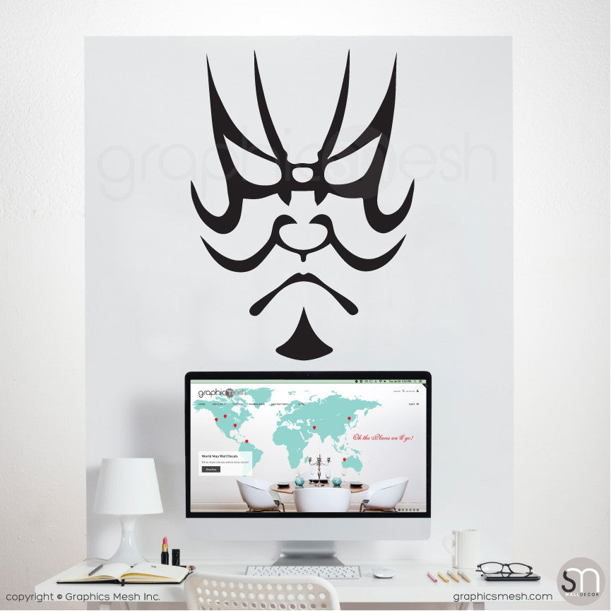 TRADITIONAL JAPANESE MASK -  Wall decals black