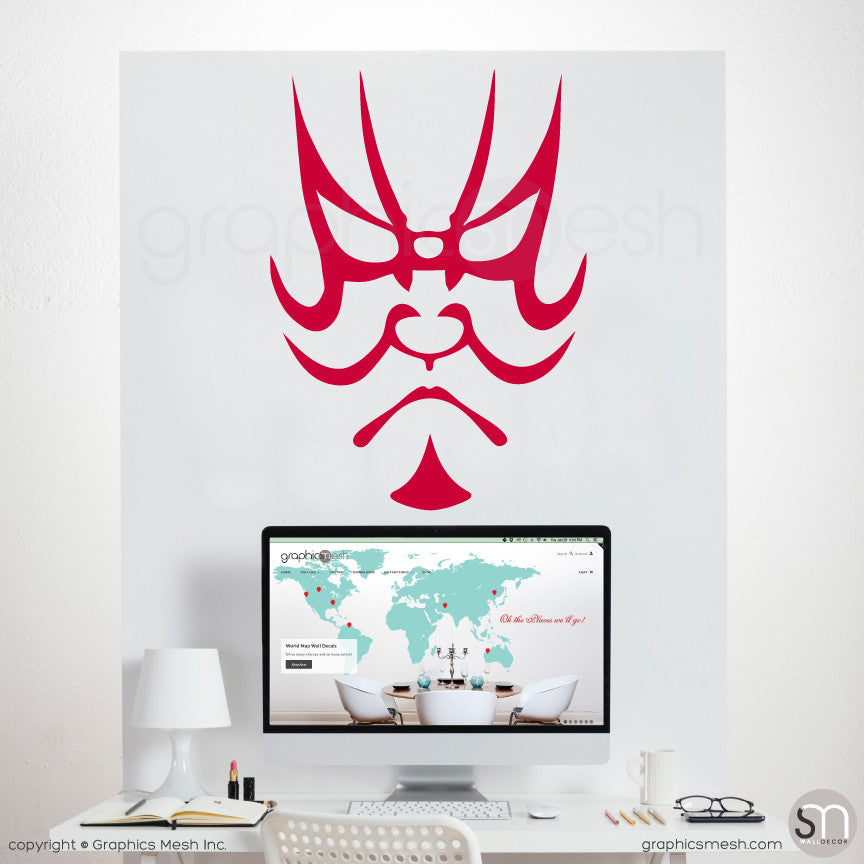 TRADITIONAL JAPANESE MASK -  Wall decals red