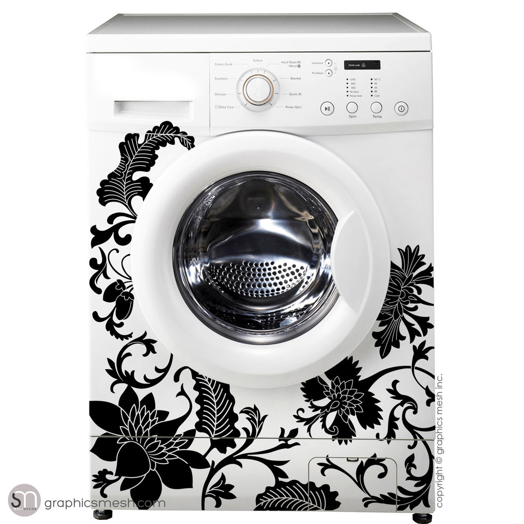 FLORAL WASHER DECOR - Domesticated Wall Decals black