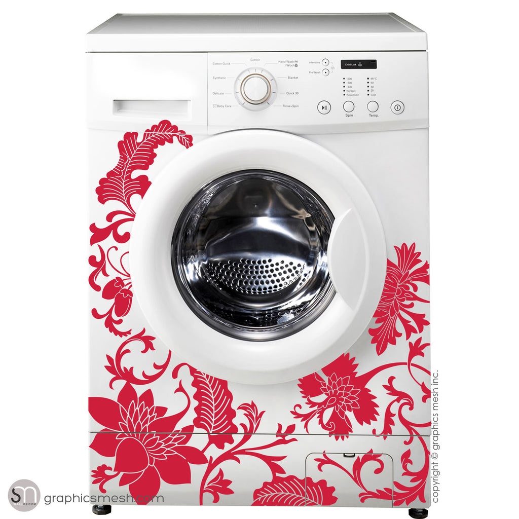FLORAL WASHER DECOR - Domesticated Wall Decals red