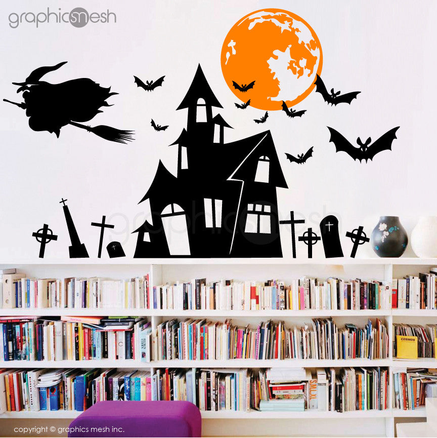 Halloween Witch's hunted house - Holiday wall decals