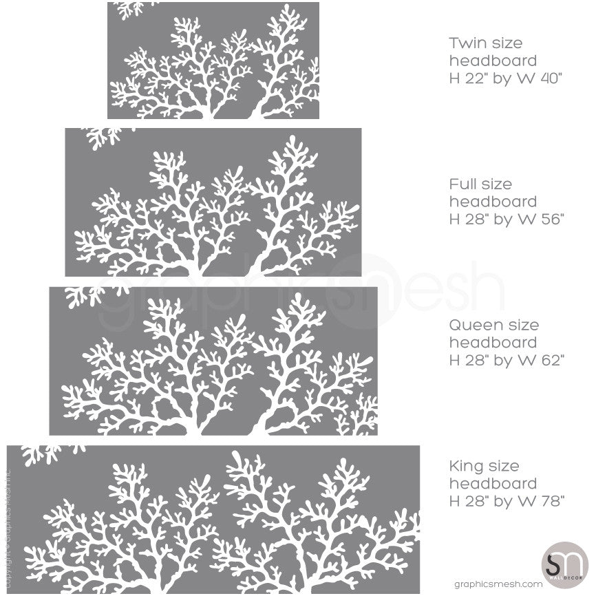 CORAL BRANCH HEADBOARD - Wall Decal sizes