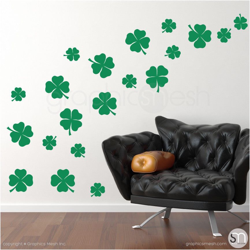 IRISH SHAMROCKS - Wall Decals Pack green color