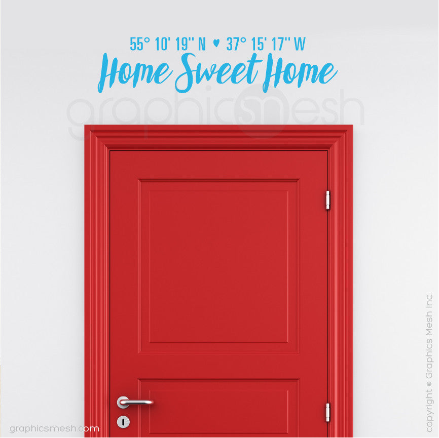 Custom Latitude & Longitude "Home Sweet Home" - Wall decals sea blue