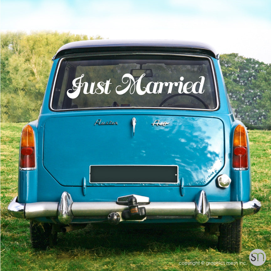 "Just Married" Wedding decals - Car/limo sign vinyl lettering