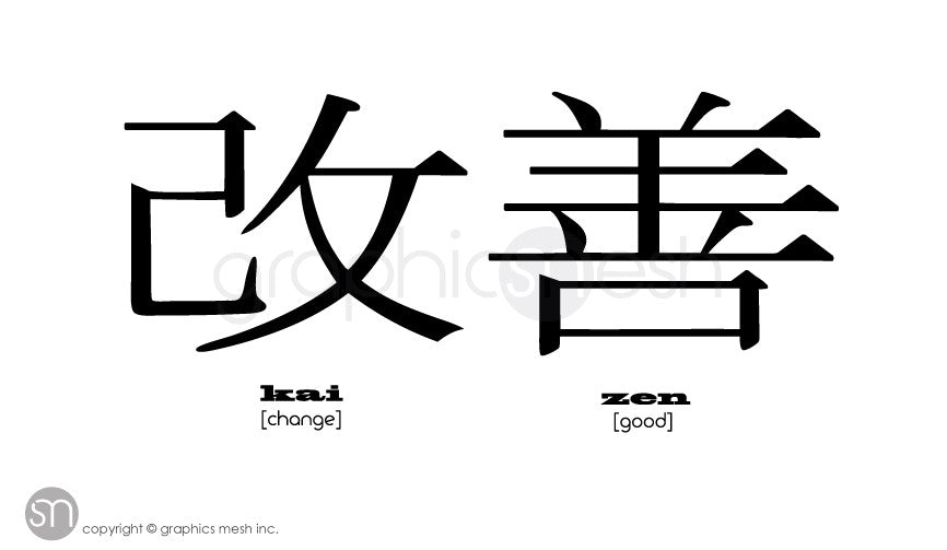 KAIZEN - Japanese for GOOD CHANGE - Productivity Wall decals black vinyl