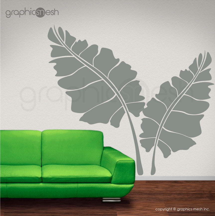 OVER SIZED LEAVES - Set of two - Wall decals grey