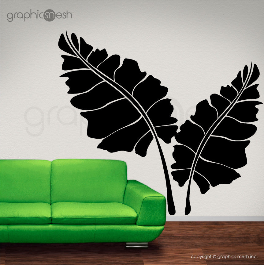 OVER SIZED LEAVES - Set of two - Wall decals black