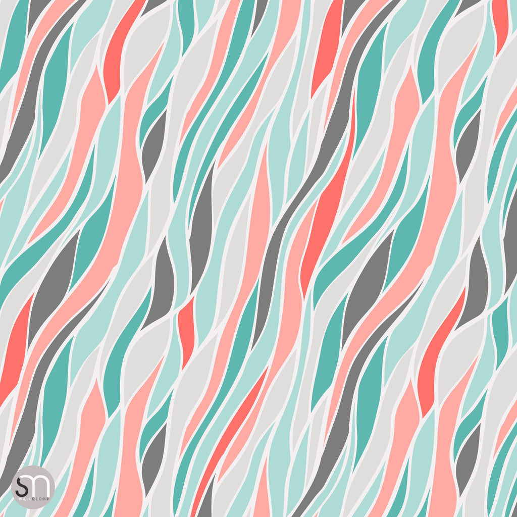 LOOSE ABSTRACT WAVES - Peel & Stick Wallpaper