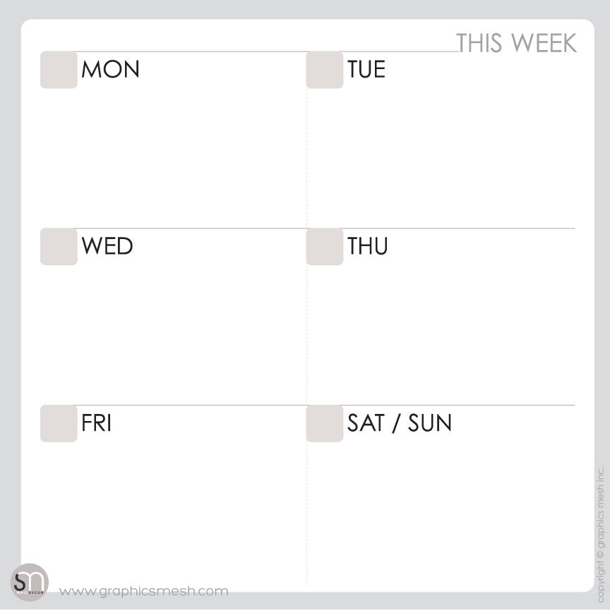 Weekly DRY ERASE CALENDAR DECALS - MOD COLLECTION