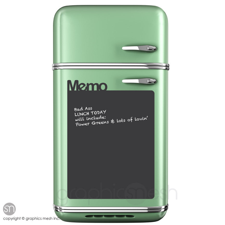 Memo Chalkboard decal on a refrigerator