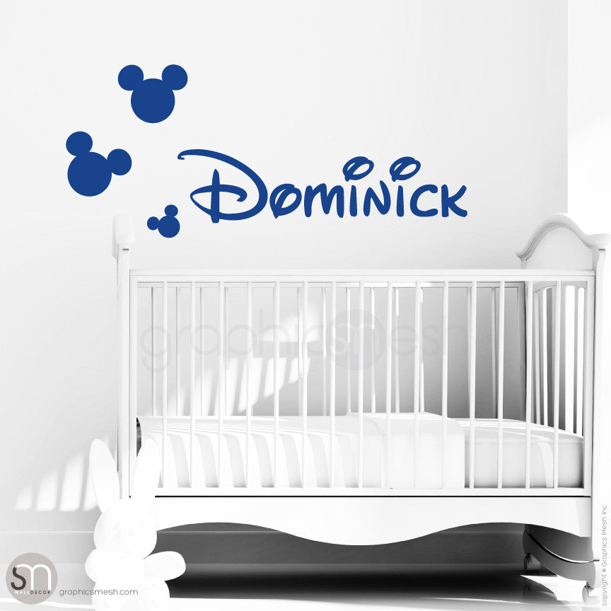 MICKEY MOUSE STYLE PERSONALIZED BABY NAME - Disney inspired wall decals Blue Jeans
