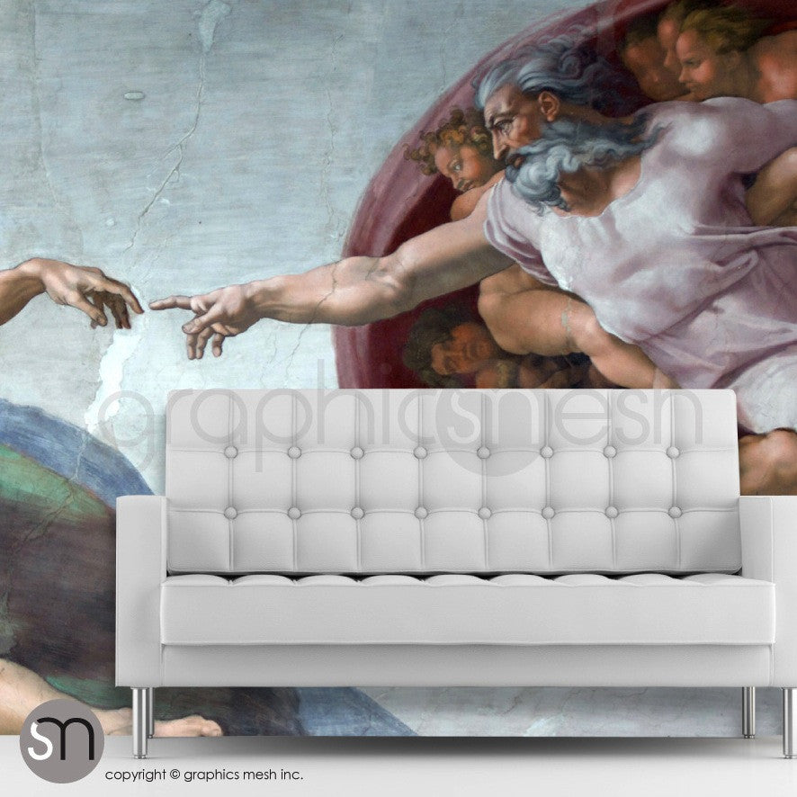 The Creation of Adam - Sistine Chapel Masterpiece by MICHELANGELO - Wall Mural