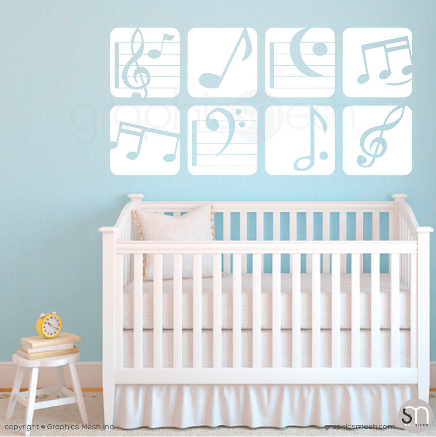 MUSIC NOTES BOXED - Wall Decals white