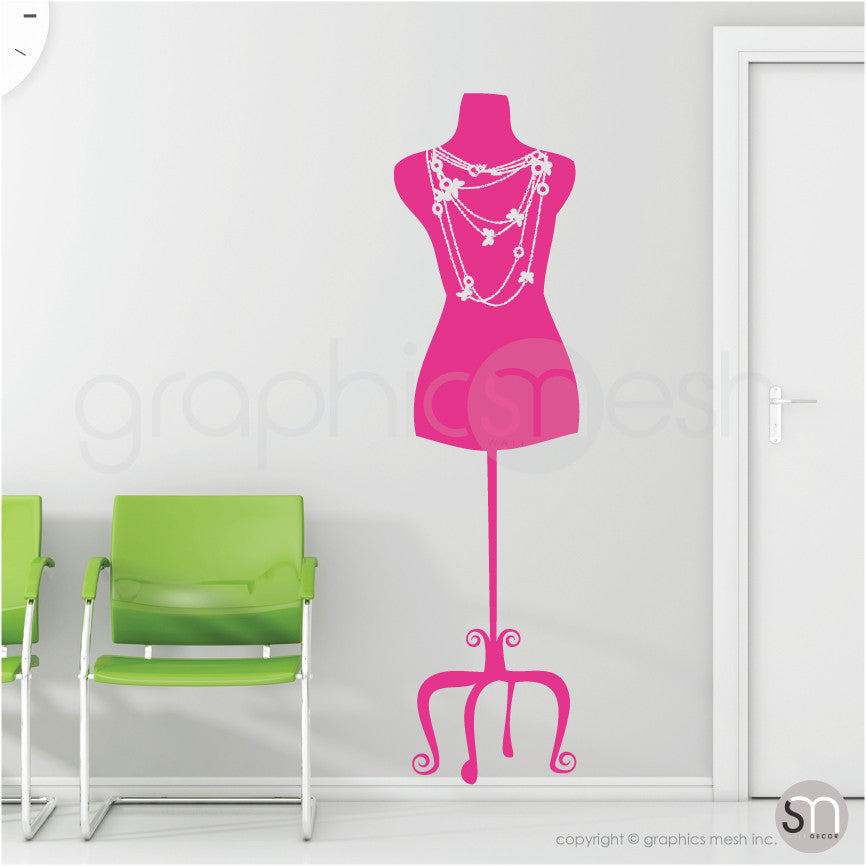 Necklace Mannequin - Dress form wall decals hot pink pink