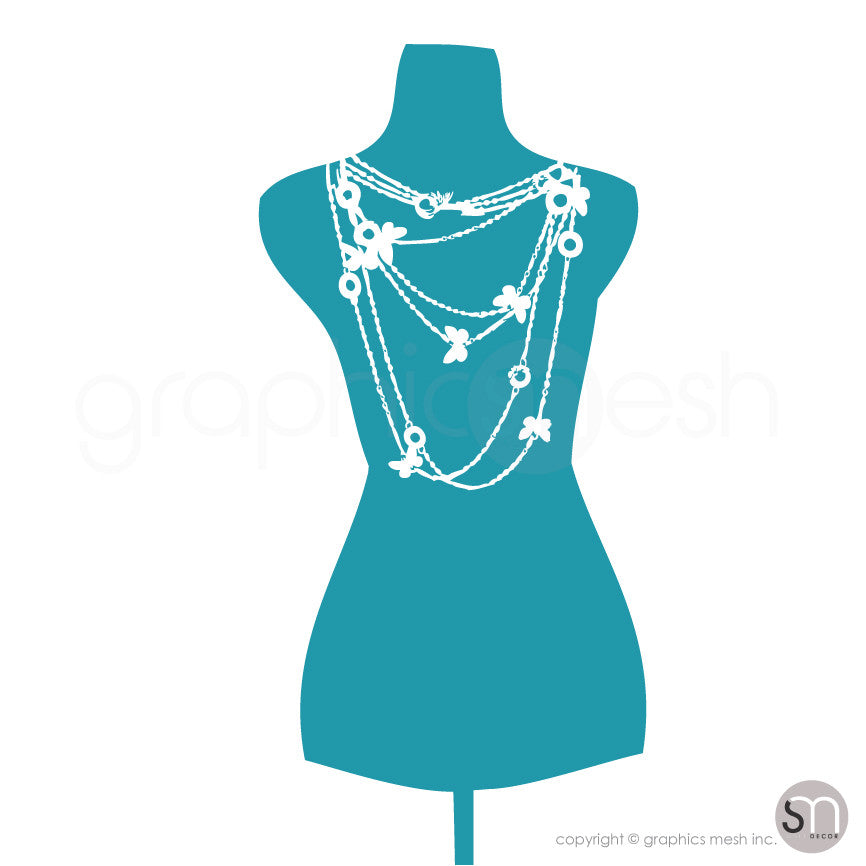 Necklace Mannequin - Dress form wall decals turquoise
