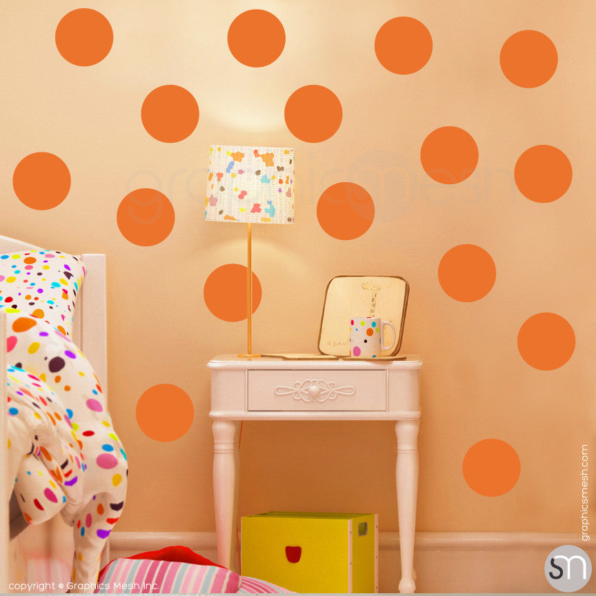 POLKA DOTS 16 x 6.5" - Wall Decals orange