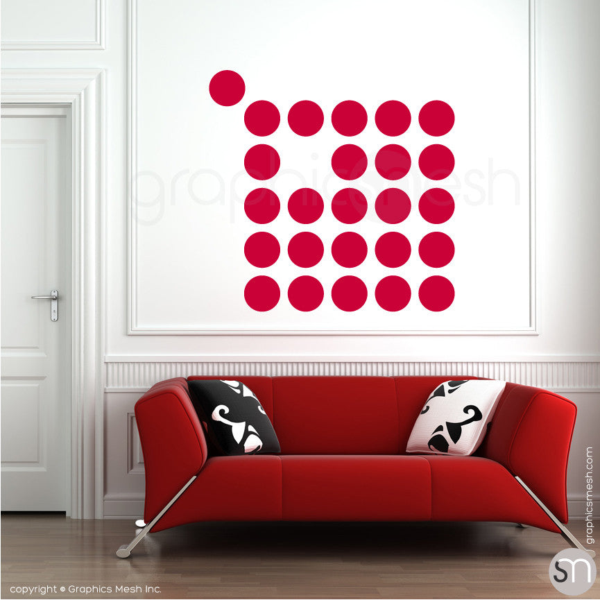 POLKA DOTS 9 x 9" - Wall Decals red