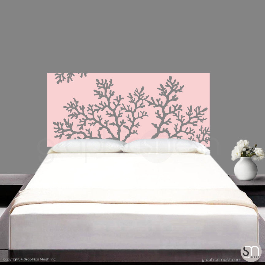CORAL BRANCH HEADBOARD - Wall Decal baby pink