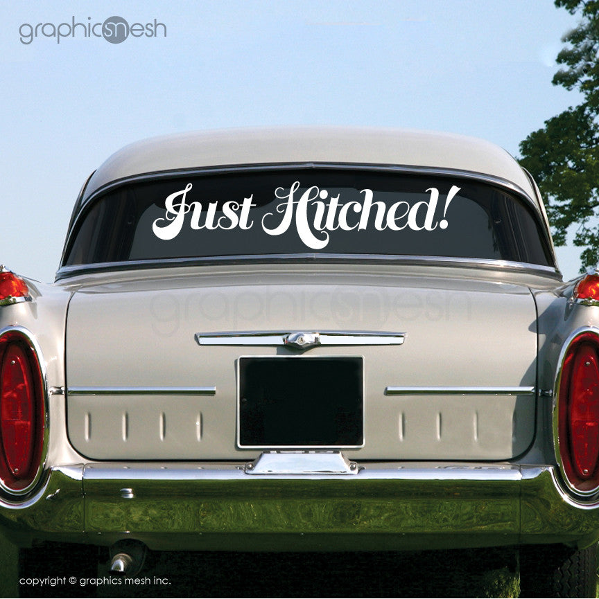 "Just Hitched" Wedding decals - Car/limo sign