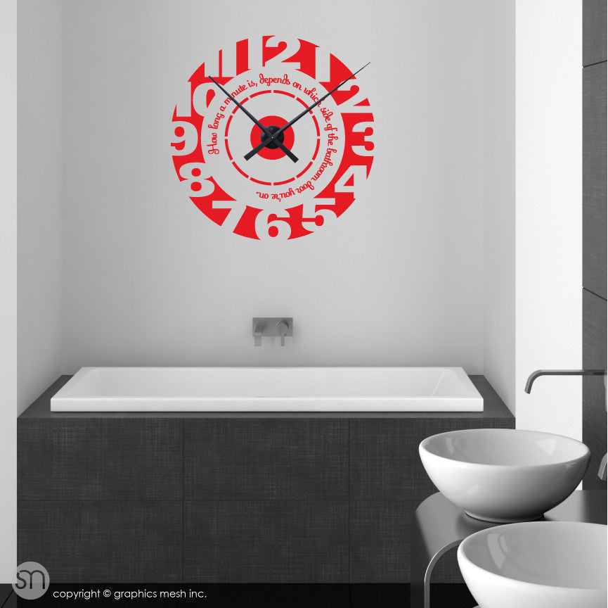 Clock wall decal with quote RED