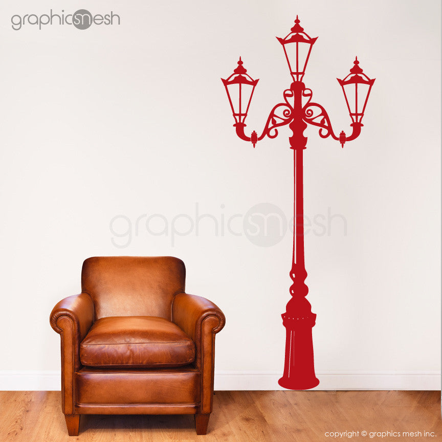 Retro Street Lamp Wall Decals Red