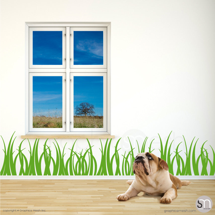 GRASS WALL DECALS 15 inch tall lime color