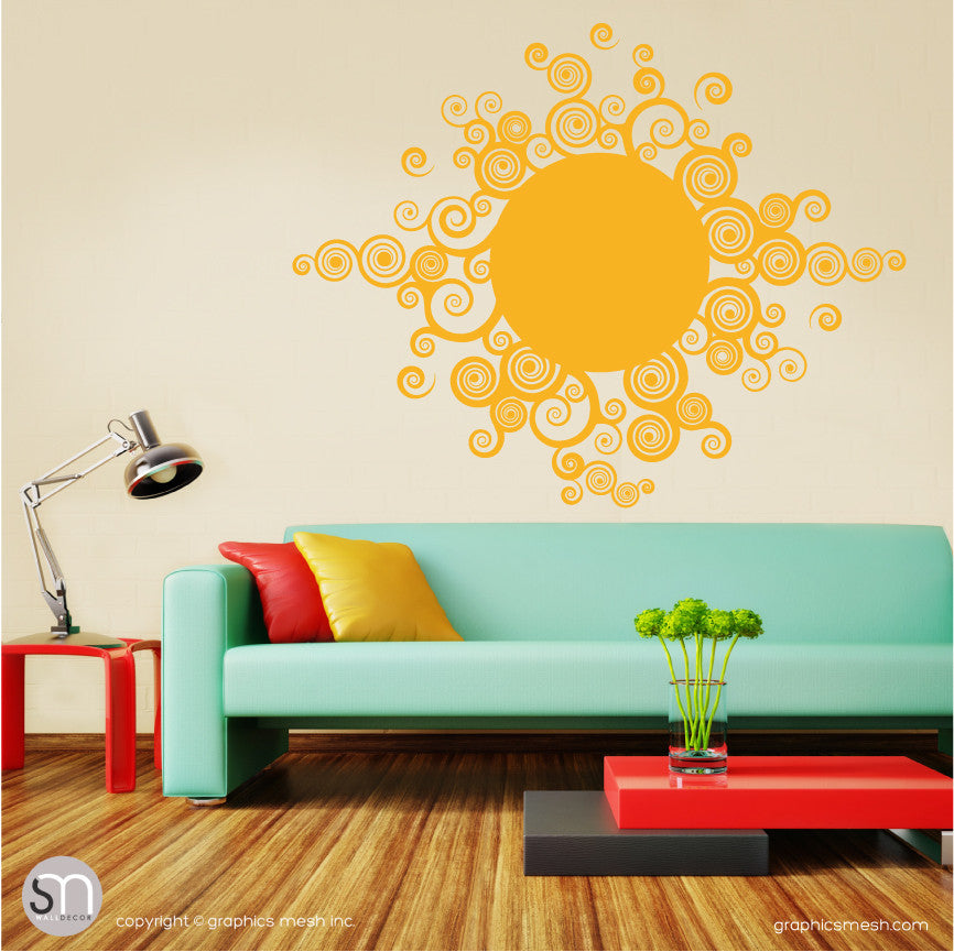 CURLY TRIBAL SUN - Wall Decals yellow