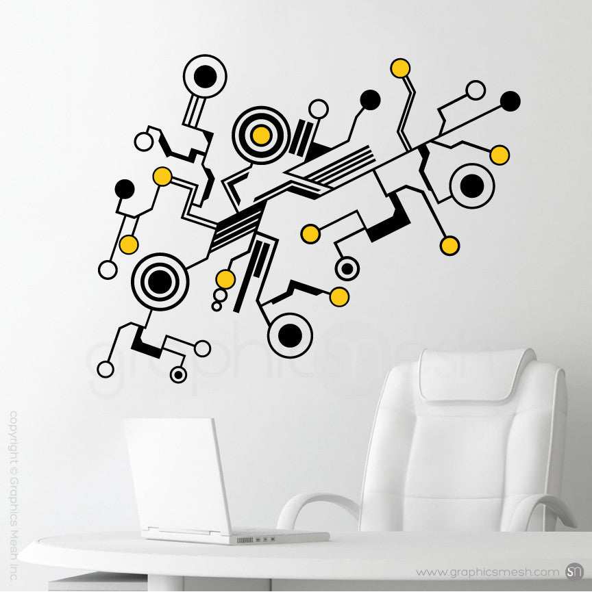 TECH SHAPES - wall decals yellow