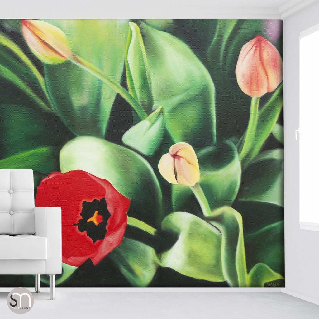 TULIPS PAINTING - Art Wall Mural room