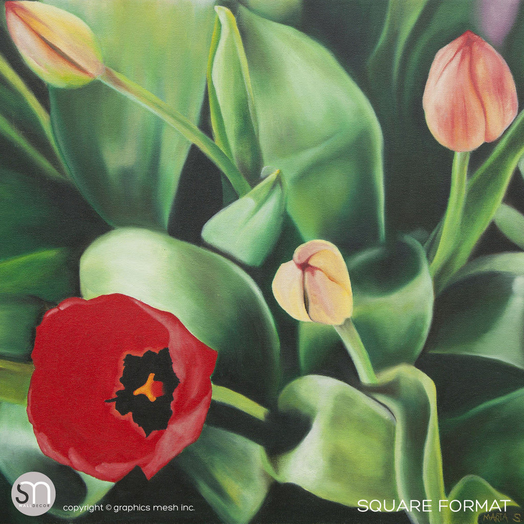 TULIPS PAINTING - Art Wall Mural square format