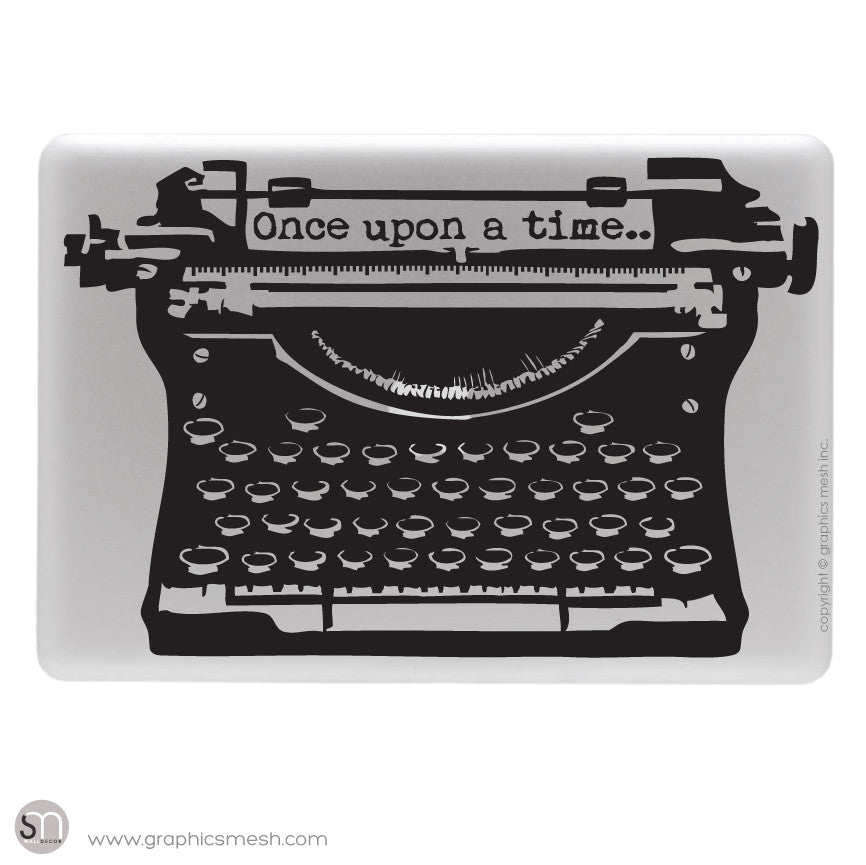 ANTIQUE TYPEWRITER "Once upon a time" lettering - Laptop decal Black