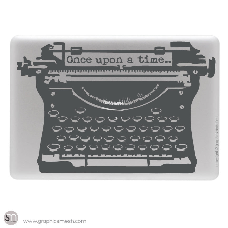 ANTIQUE TYPEWRITER "Once upon a time" lettering - Laptop decal Grey