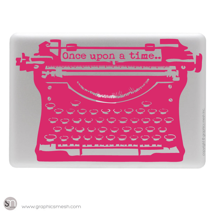 ANTIQUE TYPEWRITER "Once upon a time" lettering - Laptop decal Raspberry