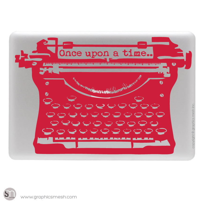 ANTIQUE TYPEWRITER "Once upon a time" lettering - Laptop decal Red