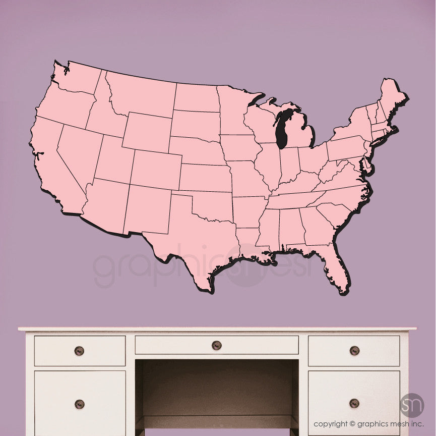 USA MAP DRY ERASE in Pink