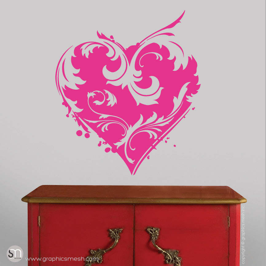 FLORAL HEART - Wall Decals hot pink