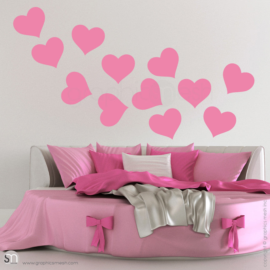 SOLID HEARTS - Wall Decals Pack random pink