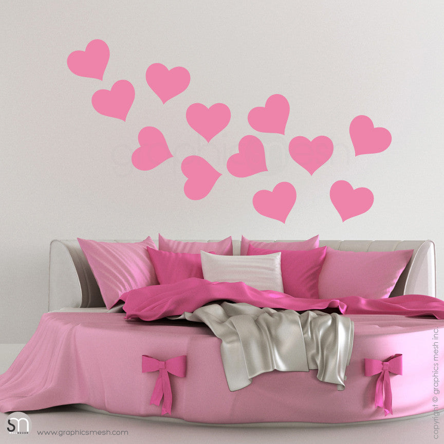 SOLID HEARTS - Wall Decals Pack random pink